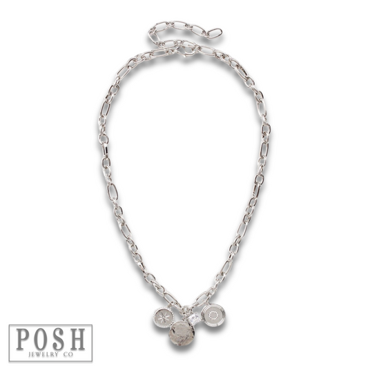Link chain necklace with charms