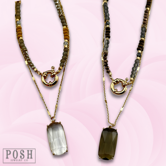 Necklace with large glass pendant