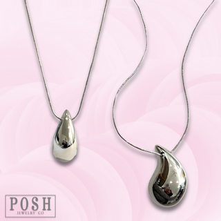 Raindrop pendant, fine chain necklace