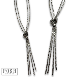 Double silver mesh chain necklace - LC
