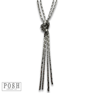Double silver mesh chain necklace - LC