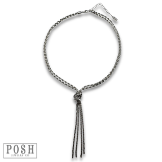 Double silver mesh chain necklace - LC