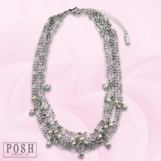Freshwater pearl multi-drop chain necklace