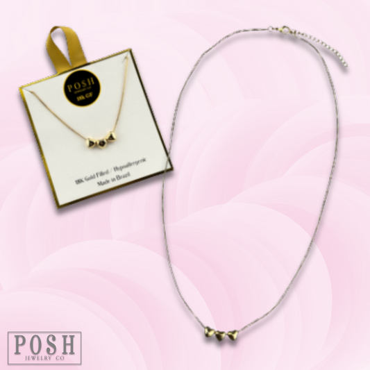 Puffed heart charm box chain necklace, 18k gold filled