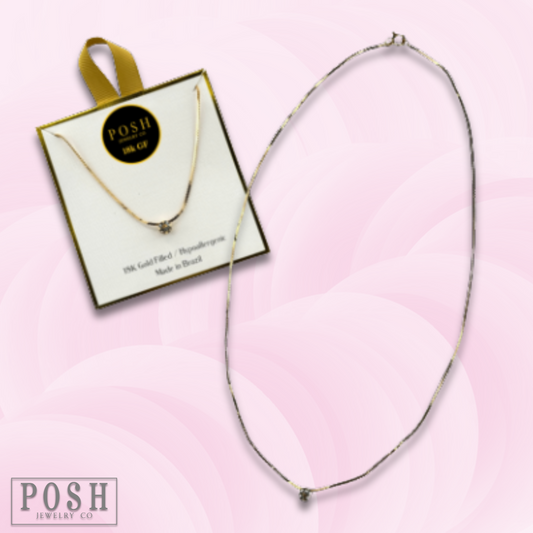 Sliding rhinestone serpentine chain necklace, 18k gold filled