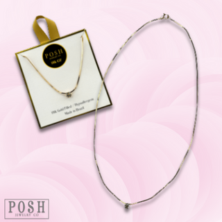 Sliding rhinestone serpentine chain necklace, 18k gold filled