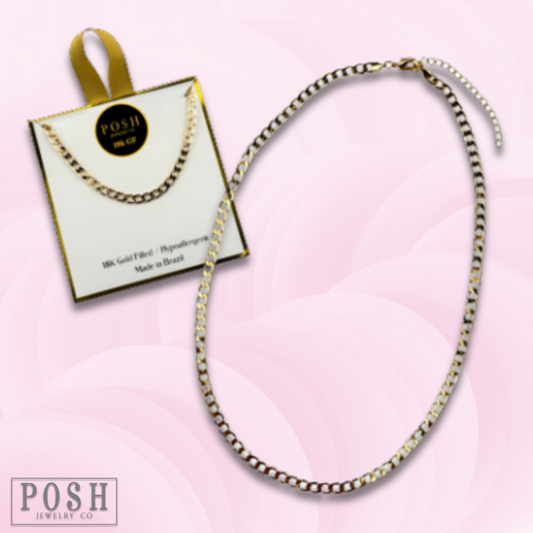 Curb chain necklace, 18k gold filled
