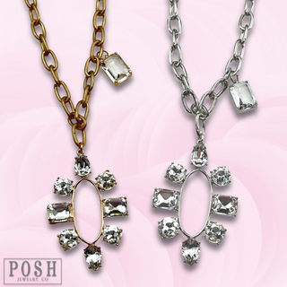 Rhinestone pendant and chain necklace