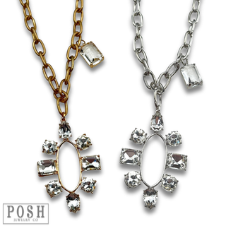 Rhinestone pendant and chain necklace