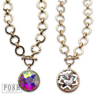 Chunky chain and round pendant necklace