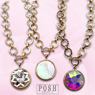 Chunky chain and round pendant necklace