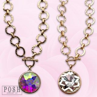 Chunky chain and round pendant necklace