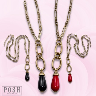 Cearamic teardrop long chain necklace