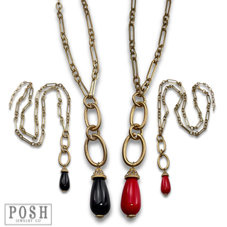 Cearamic teardrop long chain necklace