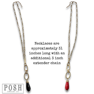 Cearamic teardrop long chain necklace