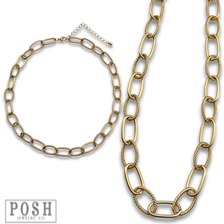 Gold smooth and textured link chain