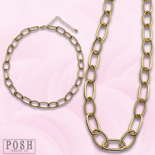 Gold smooth and textured link chain