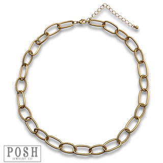 Gold smooth and textured link chain