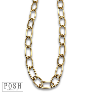 Gold smooth and textured link chain