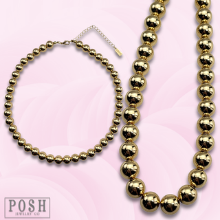 Shiny gold bead necklace