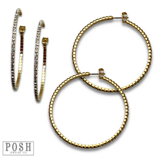Flexible rhinestone hoop earring set