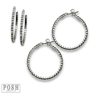 Flexible rhinestone hoop earring set