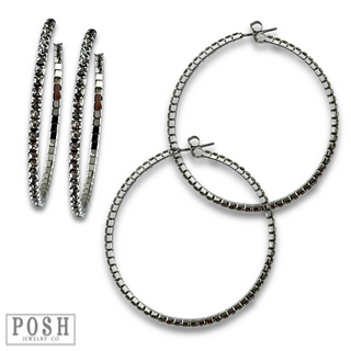 Flexible rhinestone hoop earring set