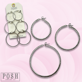 Flexible rhinestone hoop earring set