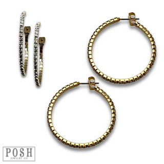 Flexible rhinestone hoop earring set