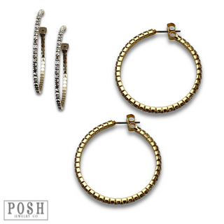 Flexible rhinestone hoop earring set