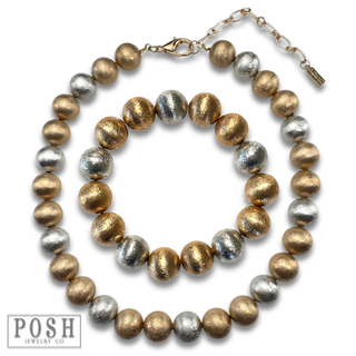 Brushed bead necklace and bracelet set, last call