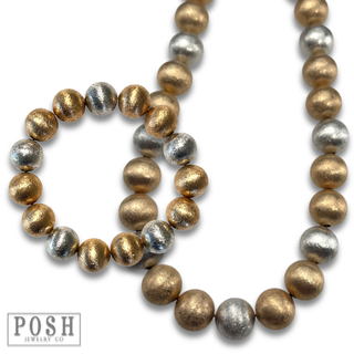 Brushed bead necklace and bracelet set, last call