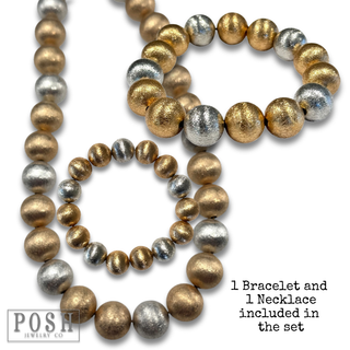 Brushed bead necklace and bracelet set, last call