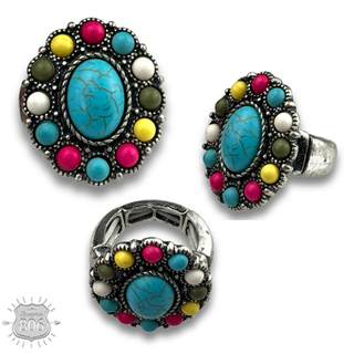 Oval stone stretch ring