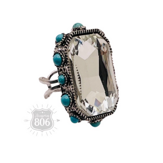 Rhinestone and bead studded ring