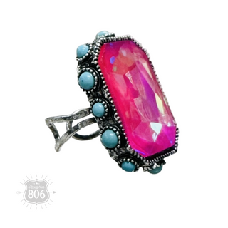 Rhinestone and bead studded ring