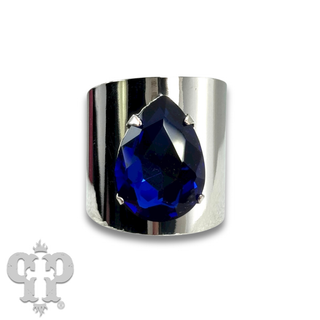 Rhinestone teardrop adjustable base ring - LC