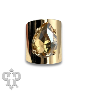 Rhinestone teardrop adjustable base ring - LC