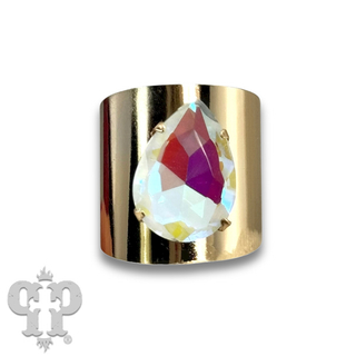 Rhinestone teardrop adjustable base ring - LC
