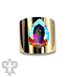 Rhinestone teardrop adjustable base ring - LC