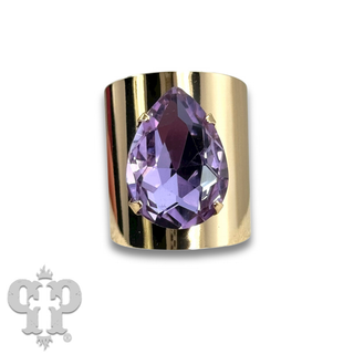Rhinestone teardrop adjustable base ring - LC