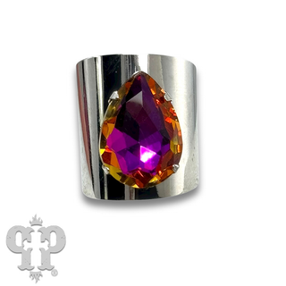 Rhinestone teardrop adjustable base ring - LC