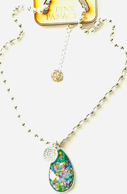 Multi-color confetti teardrop necklace, last call