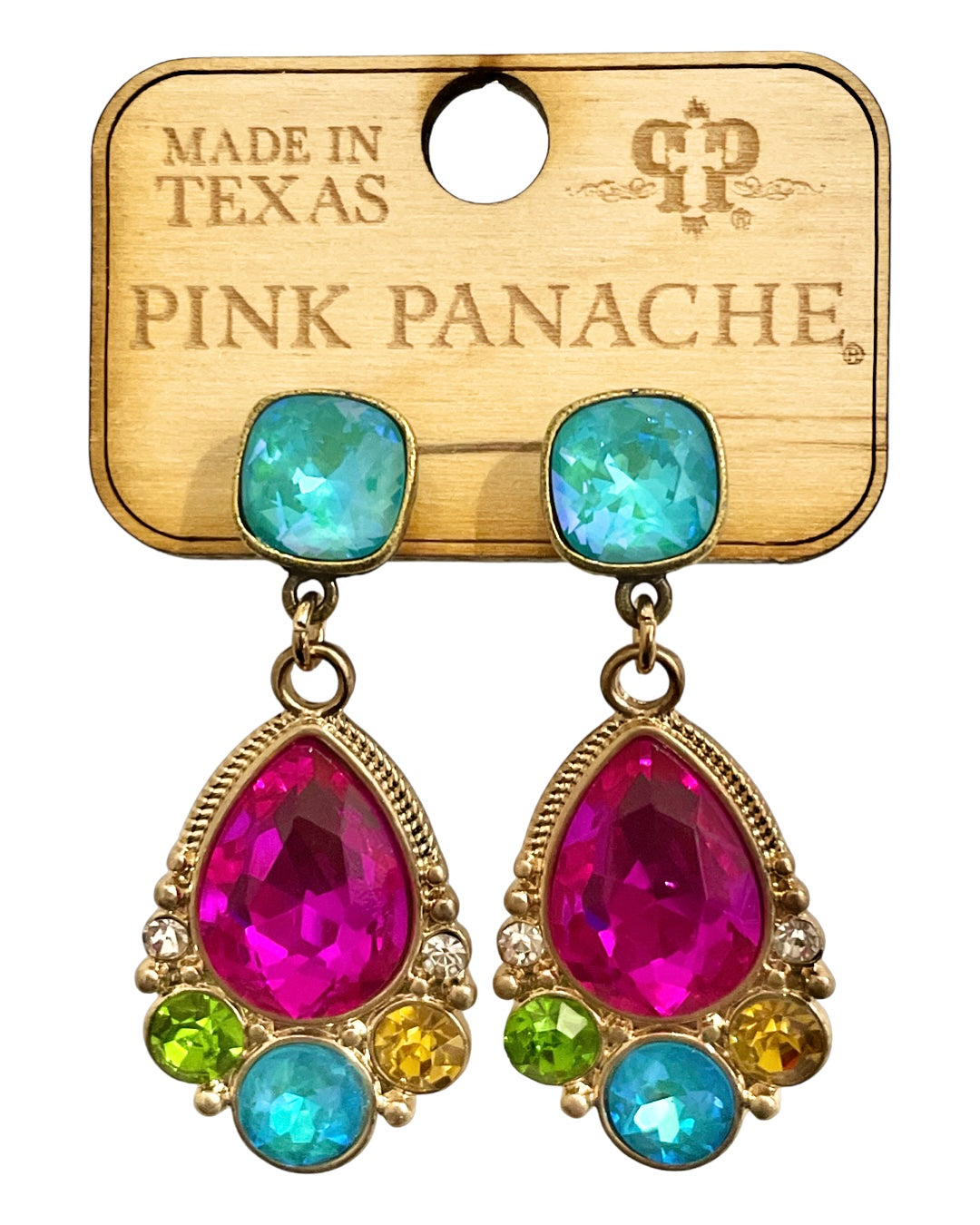 Fancy fuchsia and turquoise earring, Austrian crystal