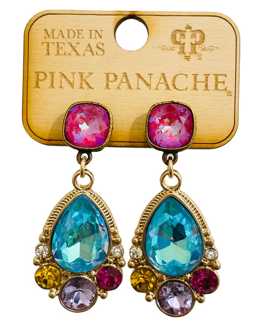 Fancy turquoise and fuchsia earring, Austrian crystal