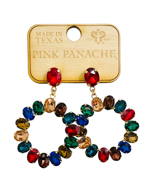 Jewel tone rhinestone circle earring, last call