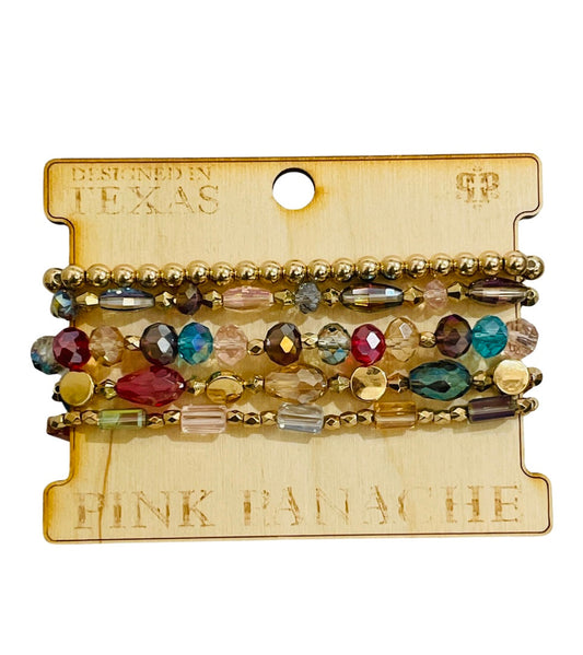 Five strand mixed size bead bracelet set