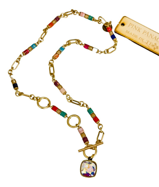 Multi-color bead necklace, Austrian crystal