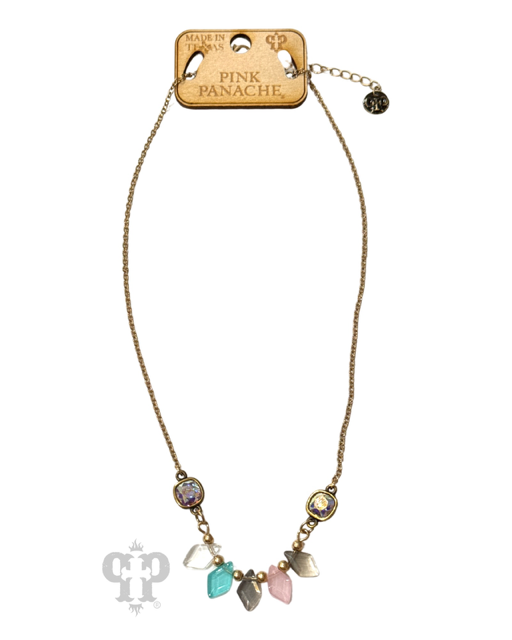 Diamond bead necklace with Austrian crystal