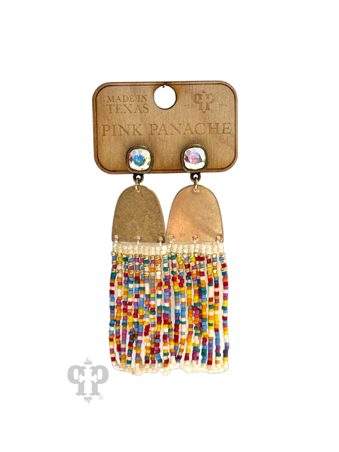 Fringe seed bead earring with Austrian crystal